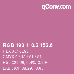 カラーコード: RGB 193 110.2 152.6 | qconv.com