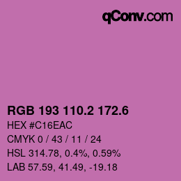 カラーコード: RGB 193 110.2 172.6 | qconv.com