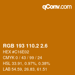 カラーコード: RGB 193 110.2 2.6 | qconv.com