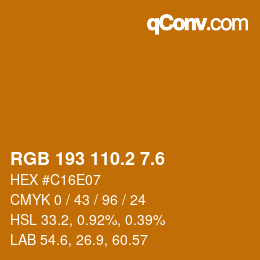 カラーコード: RGB 193 110.2 7.6 | qconv.com