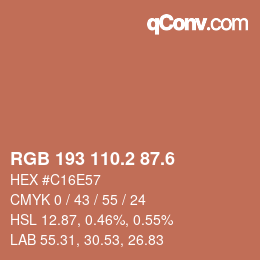 カラーコード: RGB 193 110.2 87.6 | qconv.com
