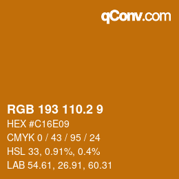 カラーコード: RGB 193 110.2 9 | qconv.com