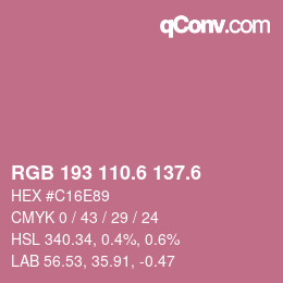 カラーコード: RGB 193 110.6 137.6 | qconv.com