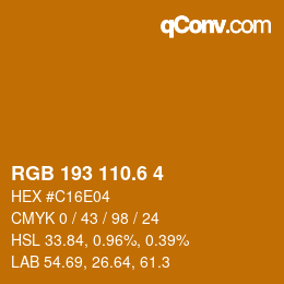 カラーコード: RGB 193 110.6 4 | qconv.com