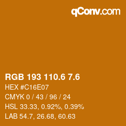 カラーコード: RGB 193 110.6 7.6 | qconv.com