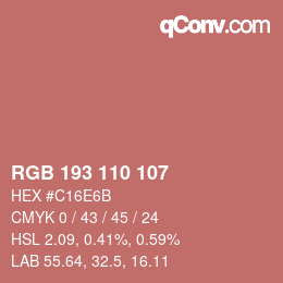 Color code: RGB 193 110 107 | qconv.com