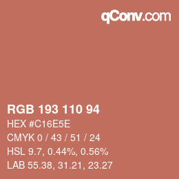 Color code: RGB 193 110 94 | qconv.com