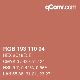 Color code: RGB 193 110 94 | qconv.com