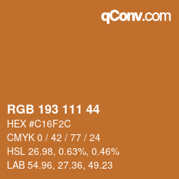Color code: RGB 193 111 44 | qconv.com
