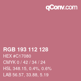 Color code: RGB 193 112 128 | qconv.com