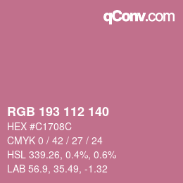 カラーコード: RGB 193 112 140 | qconv.com