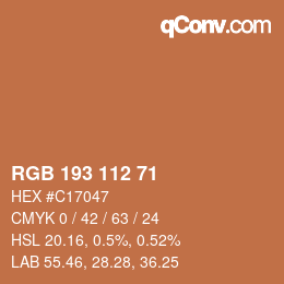 Color code: RGB 193 112 71 | qconv.com