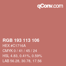 Color code: RGB 193 113 106 | qconv.com