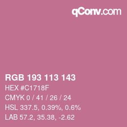Código de color: RGB 193 113 143 | qconv.com
