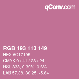 Código de color: RGB 193 113 149 | qconv.com