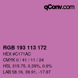 カラーコード: RGB 193 113 172 | qconv.com