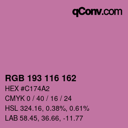 Color code: RGB 193 116 162 | qconv.com
