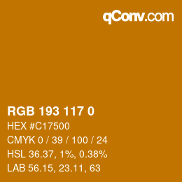 Color code: RGB 193 117 0 | qconv.com