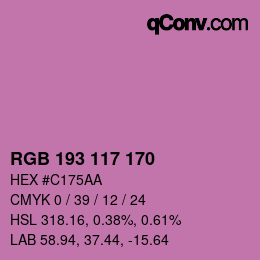 Color code: RGB 193 117 170 | qconv.com