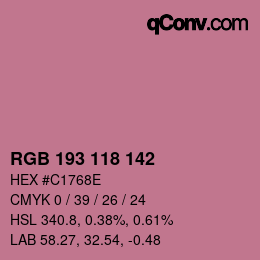 颜色代码: RGB 193 118 142 | qconv.com
