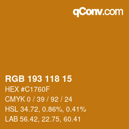 Color code: RGB 193 118 15 | qconv.com