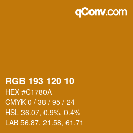 カラーコード: RGB 193 120 10 | qconv.com
