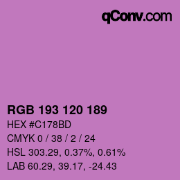 Color code: RGB 193 120 189 | qconv.com