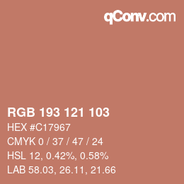 Código de color: RGB 193 121 103 | qconv.com