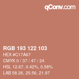 Código de color: RGB 193 122 103 | qconv.com