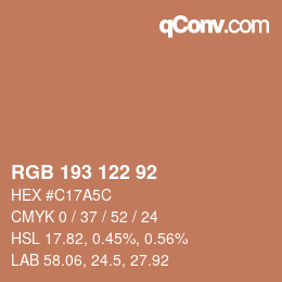 カラーコード: RGB 193 122 92 | qconv.com