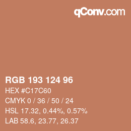 颜色代码: RGB 193 124 96 | qconv.com