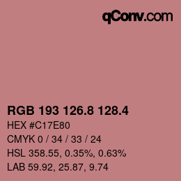 カラーコード: RGB 193 126.8 128.4 | qconv.com