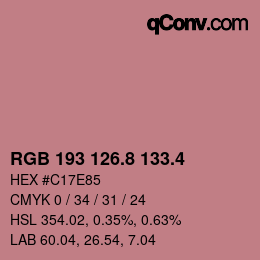 カラーコード: RGB 193 126.8 133.4 | qconv.com