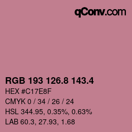 カラーコード: RGB 193 126.8 143.4 | qconv.com