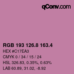 カラーコード: RGB 193 126.8 163.4 | qconv.com