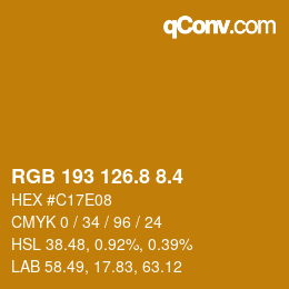 カラーコード: RGB 193 126.8 8.4 | qconv.com