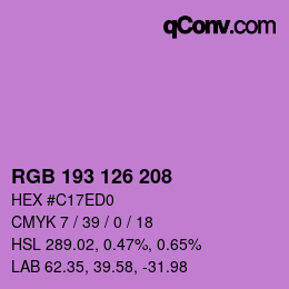Farbcode: RGB 193 126 208 | qconv.com