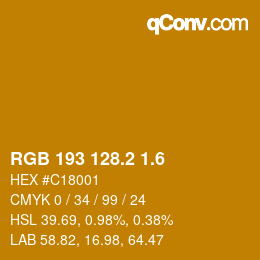 カラーコード: RGB 193 128.2 1.6 | qconv.com