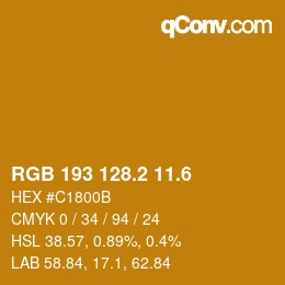 カラーコード: RGB 193 128.2 11.6 | qconv.com