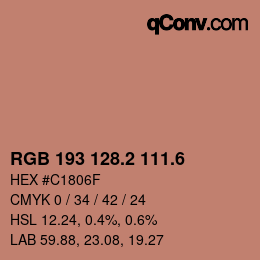 カラーコード: RGB 193 128.2 111.6 | qconv.com