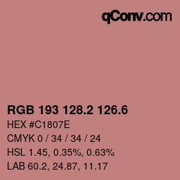 カラーコード: RGB 193 128.2 126.6 | qconv.com