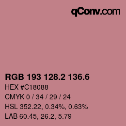 カラーコード: RGB 193 128.2 136.6 | qconv.com