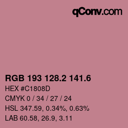 カラーコード: RGB 193 128.2 141.6 | qconv.com