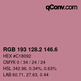 カラーコード: RGB 193 128.2 146.6 | qconv.com
