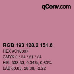カラーコード: RGB 193 128.2 151.6 | qconv.com