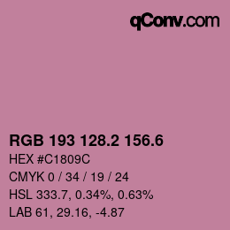 カラーコード: RGB 193 128.2 156.6 | qconv.com