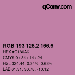カラーコード: RGB 193 128.2 166.6 | qconv.com
