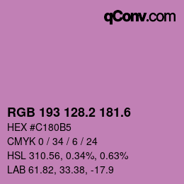 カラーコード: RGB 193 128.2 181.6 | qconv.com