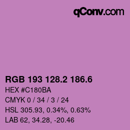 カラーコード: RGB 193 128.2 186.6 | qconv.com