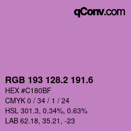 カラーコード: RGB 193 128.2 191.6 | qconv.com